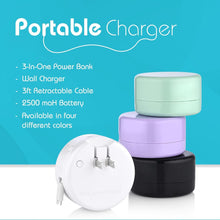 Load image into Gallery viewer, Wall charger & Power bank & retractable cable Lightning, or USB C $34.99 or Micro $24.99