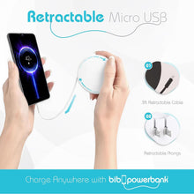 Load image into Gallery viewer, White Wall Charger & Powe Bank, & Retractable Cable lightning iPhone, or USB C $34.99 or Micro $24.99